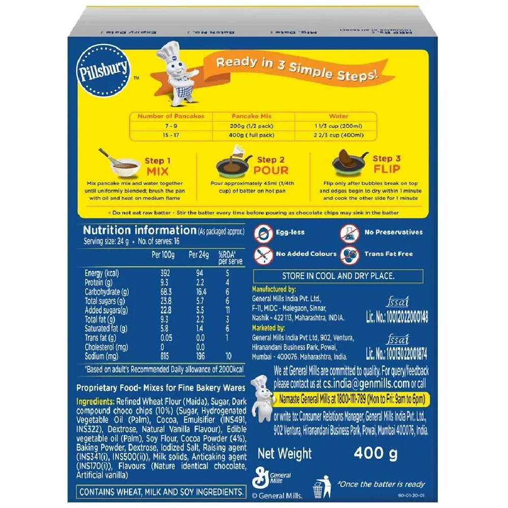 Pillsbury Pancake Mix - Choco Chips, 400 g-2.webp